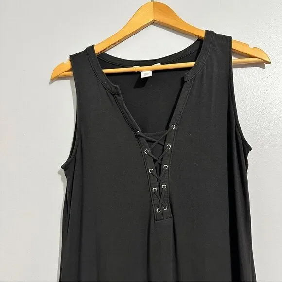 White House Black Market black laced up tank dress size M - Picture 3 of 7